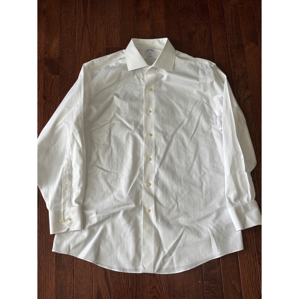Brooks Brothers 1818 Regent Dress Shirt Mens 16.5 2/3 White Herringbone Non-Iron